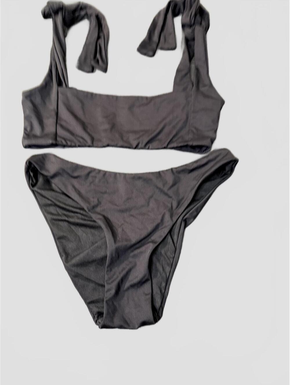 NWT Envya Black Two-Piece Bikini Swimsuit with Tie Shoulder Straps